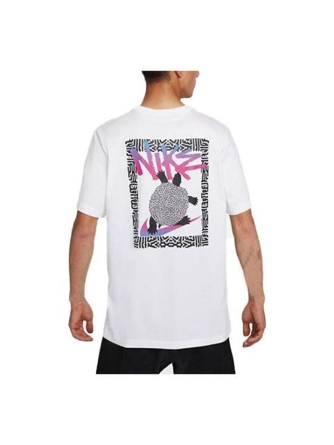 Nike Nike Sportswear Back Logo Alphabet Abstract Pattern Round Neck Short Sleeve White DQ1408-100