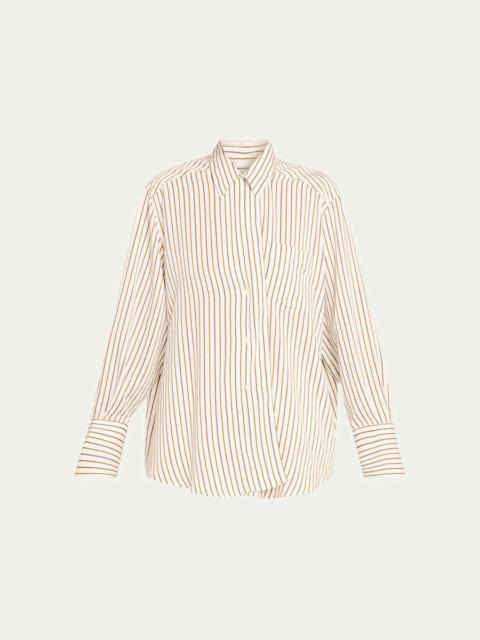 House of Dagmar Asymmetric Fluid Stripe Shirt
