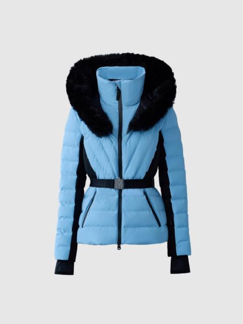 MACKAGE ELITA-SH Belted down ski jacket with fur trimmed hood