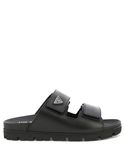 Prada Prada Leather Strap Slides