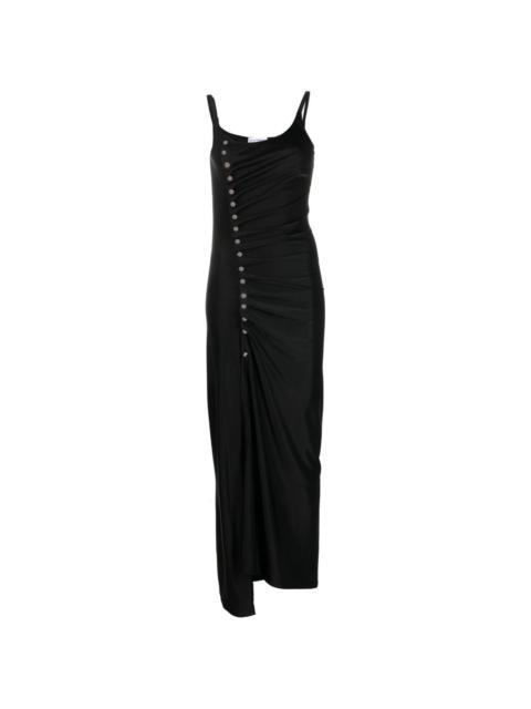 rabanne asymmetric satin maxi dress