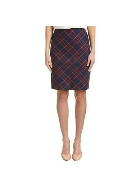 Trina Turk Skirt Crissy Pencil Tartan Plaid Skirt  Navy Blue Pink SZ 10 NWT
