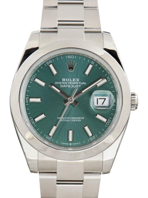 ROLEX Pre-Owned Steel Rolex Datejust 41 Mint Green Dial Ref 126300