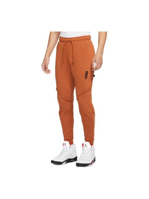 Jordan Men's Air Jordan Zion Performance Alphabet Embroidered Solid Color Bundle Feet Sports Brown Pants DJ