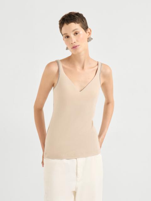Brunello Cucinelli Stretch cotton jersey top with shiny straps