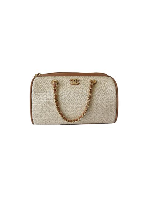 CHANEL Chanel Coco Beach Mini Timeless Raffia Effect Bowling Bag Brown