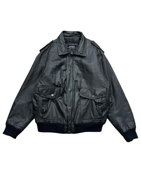 Other Designers Vintage 90s Jacker G1 Black Bomber Leather Jacket