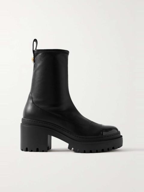 Cantadora embellished patent-trimmed leather ankle boots