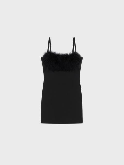 Blumarine COMPACT JERSEY DRESS WITH MARABOU FEATHERS