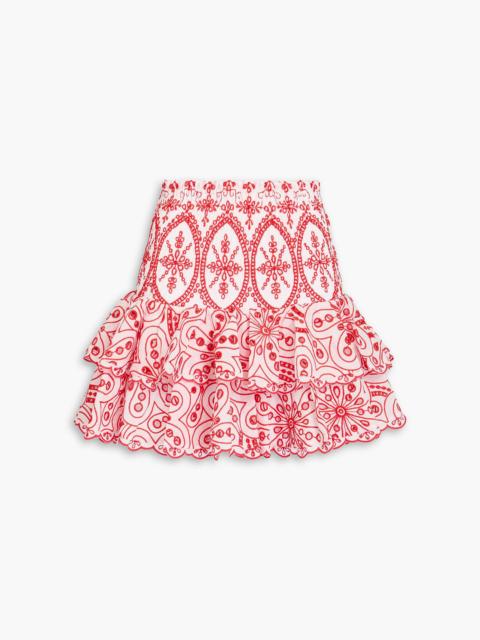 Charo Ruiz Noa tiered broderie anglaise cotton-blend mini skirt