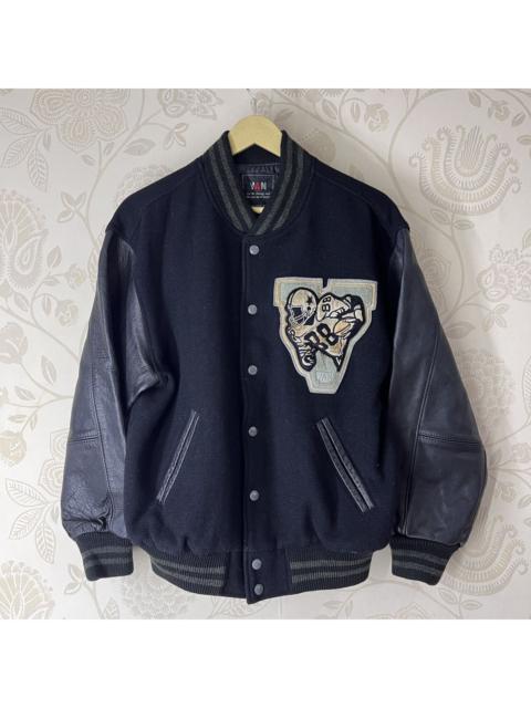 Other Designers Vintage Quilted Leather Letterman Varsity Jacket By VAN