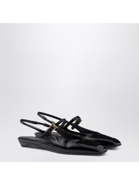 Prada Black Patent Leather Slingback Ballerina Women