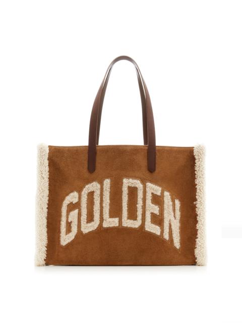 Golden Goose California Shearling-Trimmed Suede Tote brown