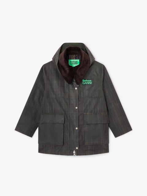 GANNI WAXED JACKET IN GREEN