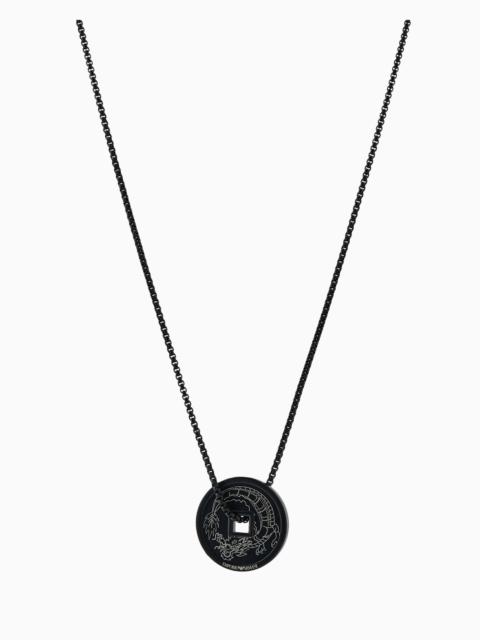 EMPORIO ARMANI BLACK STAINLESS STEEL PENDANT NECKLACE