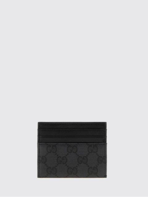 GUCCI Gucci Men Gucci Gg Supreme Monogram Flat Card Holder With Leather Trim