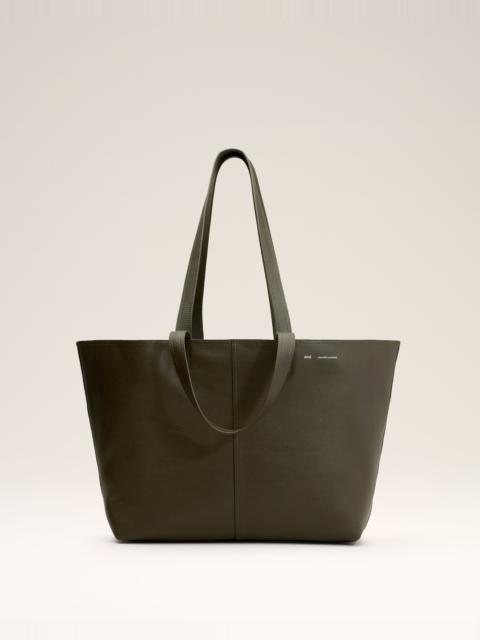 AMI Paris GREEN LEATHER MIDI TOTE BAG