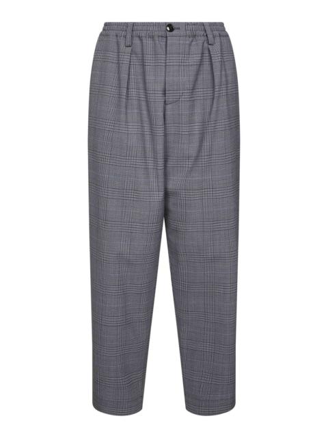 Marni Grey Prince of Wales check tropical wool cropped trousers