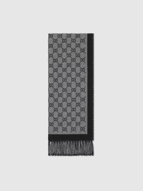 GUCCI Gucci GG Wool Scarf Grey Men