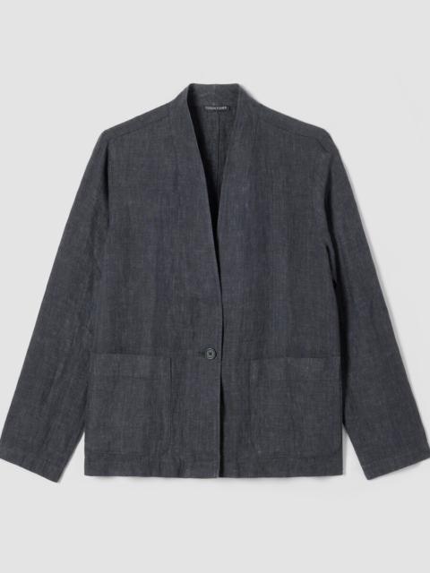 EILEEN FISHER Washed Organic Linen Délavé High Collar Jacket