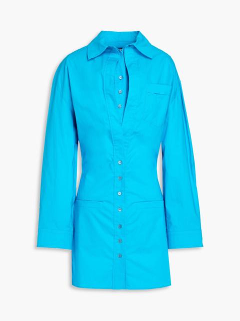 JACQUEMUS Baunhilha layered cutout cotton-poplin mini shirt dress