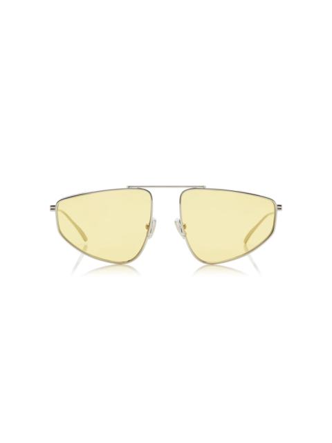 Bottega Veneta Aviator-Frame Metal Sunglasses yellow