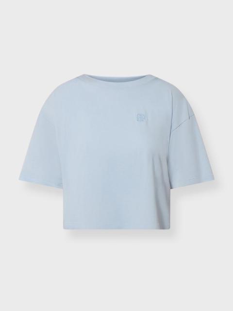 ANINE BING T-Shirt Johnny Cropped Tee Monogram Light blue