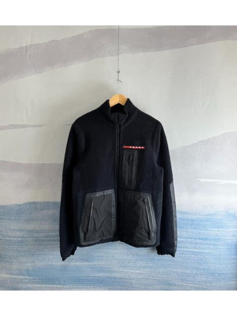 Prada Prada Black Fleece Jacket with Lettering Patchwork