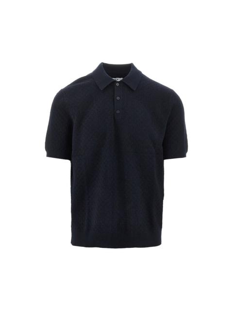 Wax London Wax London Naples Jacquard Knit Polo Shirt Navy