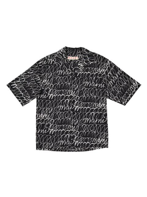 Marni Marni Boxy Fit Black Bowling Shirt, Brand Size 46 ( US Size 36 )