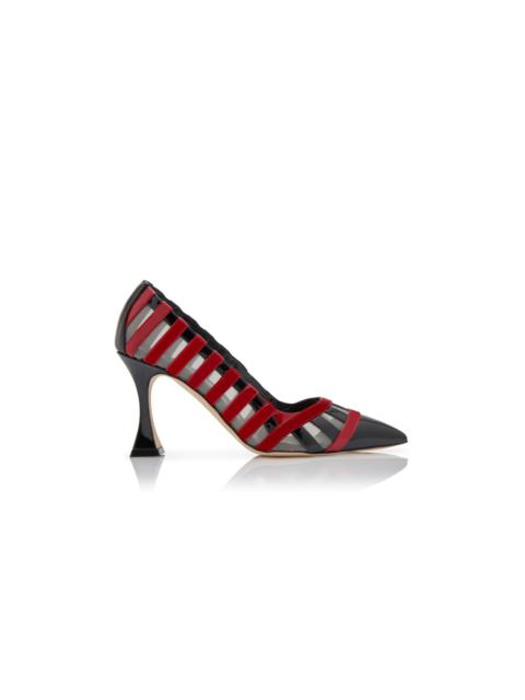 Manolo Blahnik Black and Red Patent Leather Pumps