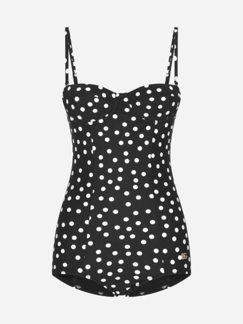 Dolce & Gabbana Polka-dot balconette one-piece swimsuit