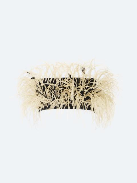 LAPOINTE Matte Viscose Ribbed Bandeau With Feathers
