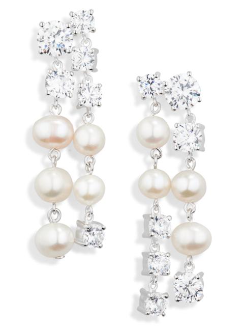 Completedworks COMPLETEDWORKS Cubic Zirconia & Freshwater Pearl Drop Earrings in Silver Plated at Nordstrom