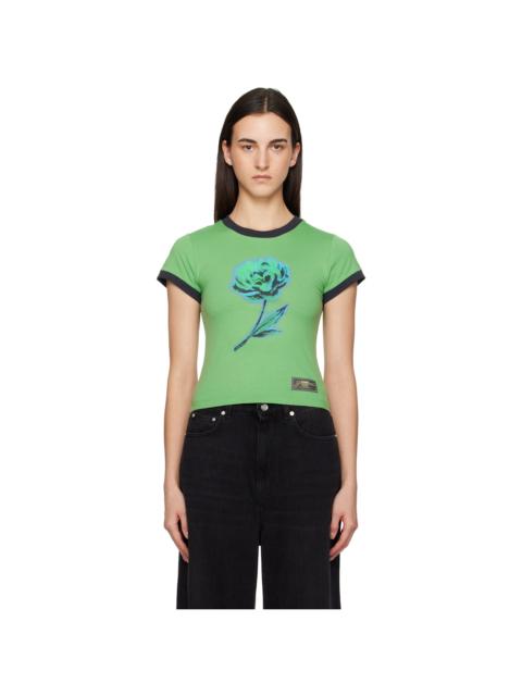 GANNI Green Basic Cotton Jersey Peony Baby Fit T-shirt
