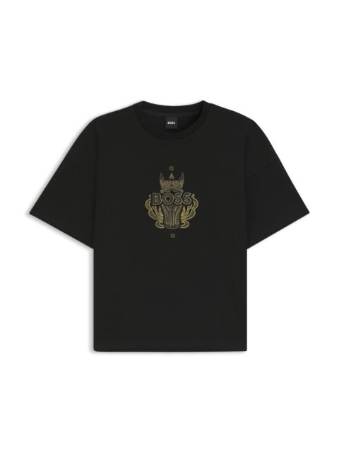 BOSS LOGO-ARTWORK T-SHIRT IN COTTON JERSEY