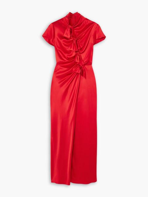Other Designers Kelly tie-detailed silk-satin midi dress