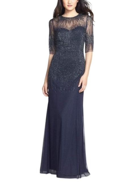 Other Designers Embellished Illusion Jewel Sheath Gown