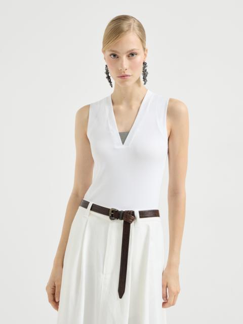 Brunello Cucinelli Stretch cotton jersey T-shirt with precious faux-layering