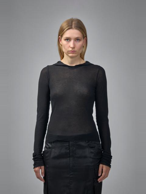 Rick Owens Knit T-Shirt Cropped Hooded Rib LS Tee