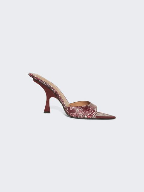 THE ATTICO Ester Bandana Print Leather Mules Cherry Red