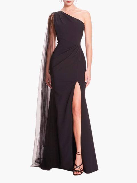 Marchesa ONE SHOULDER CAPE GOWN