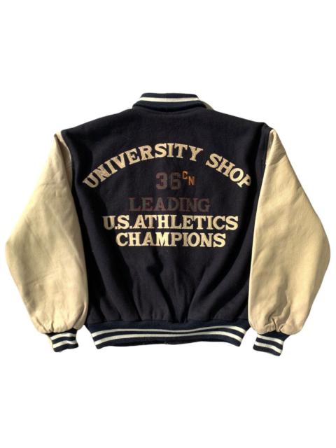 Other Designers Vintage University Shop Embroidered Varsity Leather Jacket