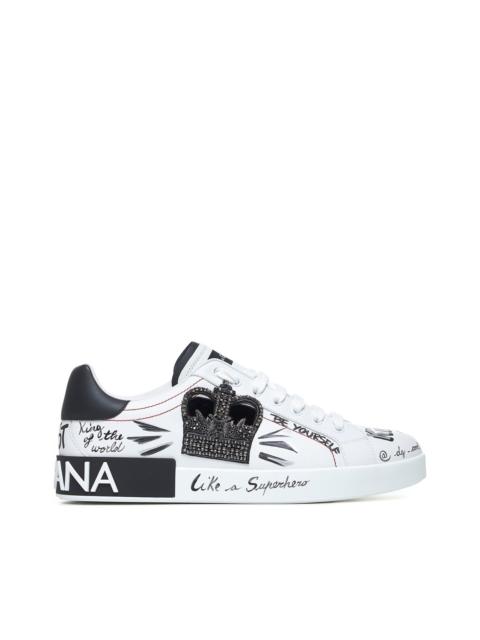 Dolce & Gabbana Men White Leather Portofino Sneakers