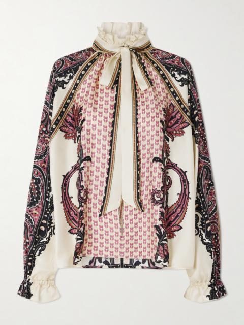 Etro Pussy-bow Ruffled Printed Silk-twill Blouse