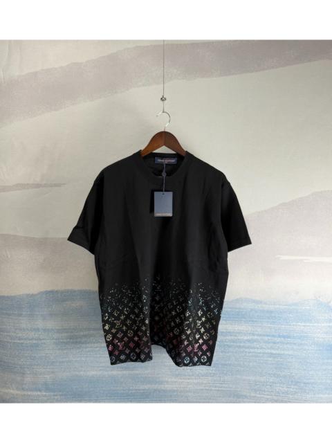 Louis Vuitton Louis Vuitton Black Short-Sleeve Tee with Rhinestones and Rainbow Gradient