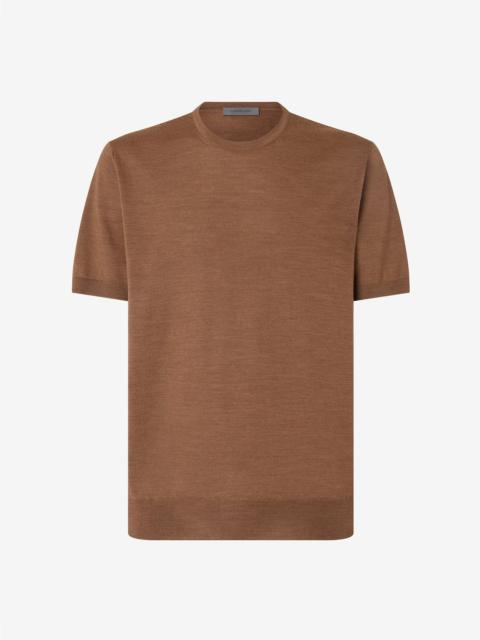 CORNELIANI Brown ultra fine 120’s wool crew neck jumper