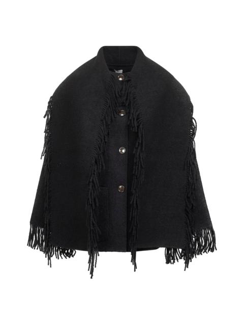 TOTEME Black bouclé Fringed scarf coat