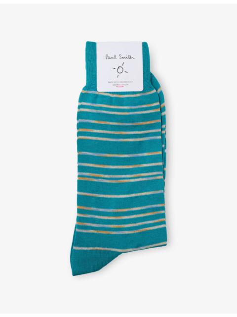 Paul Smith Striped Cotton-Blend Socks