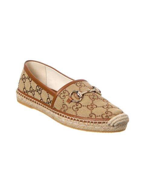 GUCCI Gucci Horsebit GG Canvas & Leather Espadrille